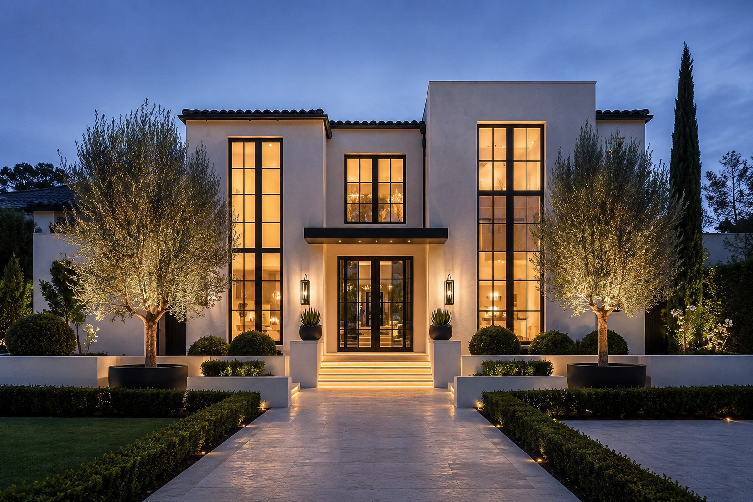 Luxury DFW estate at dusk